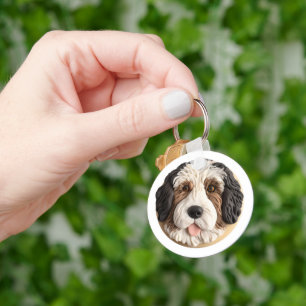 Bernedoodle Hund 3D Inspiriert Schlüsselanhänger