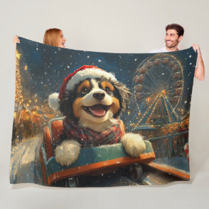 Bernedoodle Hund Achterbahn Weihnachten  Fleecedecke