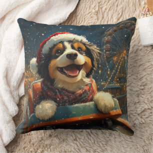 Bernedoodle Hund Achterbahn Weihnachten  Kissen