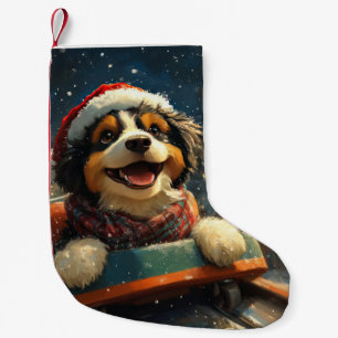 Bernedoodle Hund Achterbahn Weihnachten Kleiner Weihnachtsstrumpf
