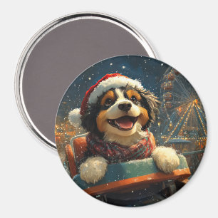 Bernedoodle Hund Achterbahn Weihnachten  Magnet