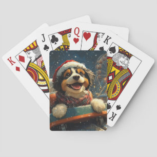 Bernedoodle Hund Achterbahn Weihnachten Spielkarten
