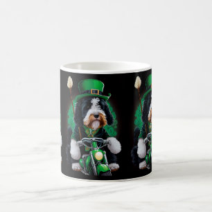 Bernedoodle Hund Fahrrad St. Patrick's Day Kaffeetasse
