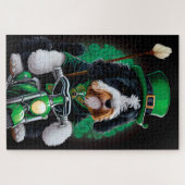 Bernedoodle Hund Fahrrad St. Patrick's Day Puzzle (Horizontal)