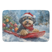 Bernedoodle Hund in Sledge Let it Schnee Weihnacht Badematte (Vorderseite)