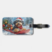 Bernedoodle Hund in Sledge Let it Schnee Weihnacht Gepäckanhänger (Rückseite horizontal)