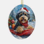 Bernedoodle Hund in Sledge Let it Schnee Weihnacht Keramik Ornament (Rechts)