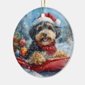 Bernedoodle Hund in Sledge Let it Schnee Weihnacht Keramik Ornament (Links)
