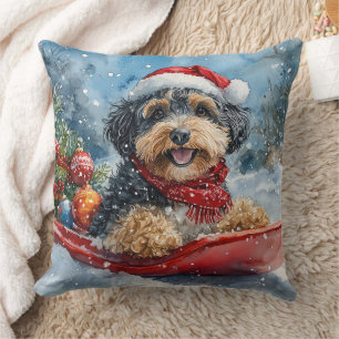 Bernedoodle Hund in Sledge Let it Schnee Weihnacht Kissen