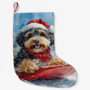 Bernedoodle Hund in Sledge Let it Schnee Weihnacht Kleiner Weihnachtsstrumpf