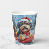 Bernedoodle Hund in Sledge Let it Schnee Weihnacht Pappbecher (Vorderseite)