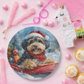 Bernedoodle Hund in Sledge Let it Schnee Weihnacht Pappteller (Party)