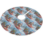 Bernedoodle Hund in Sledge Let it Schnee Weihnacht Polyester Weihnachtsbaumdecke (Schrägansicht)