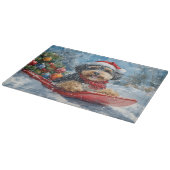 Bernedoodle Hund in Sledge Let it Schnee Weihnacht Schneidebrett (Ecke)