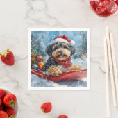 Bernedoodle Hund in Sledge Let it Schnee Weihnacht Serviette (Beispiel)