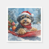 Bernedoodle Hund in Sledge Let it Schnee Weihnacht Serviette (Vorderseite)