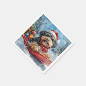 Bernedoodle Hund in Sledge Let it Schnee Weihnacht Serviette (Ecke)