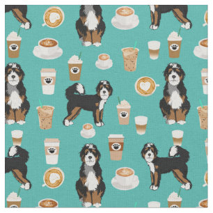 Bernedoodle Hund Kaffeeliebhaber Türkis Stoff