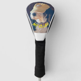 Bernedoodle-Hund mit gelbem Golfhut Golf Headcover