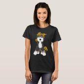 Bernedoodle Hund mit Sonnenblumen T-Shirt (Vorne ganz)