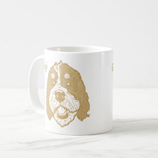 Bernedoodle Hund Personalisiert Zeichnend Hand Kaffeetasse (Vorderseite Links)