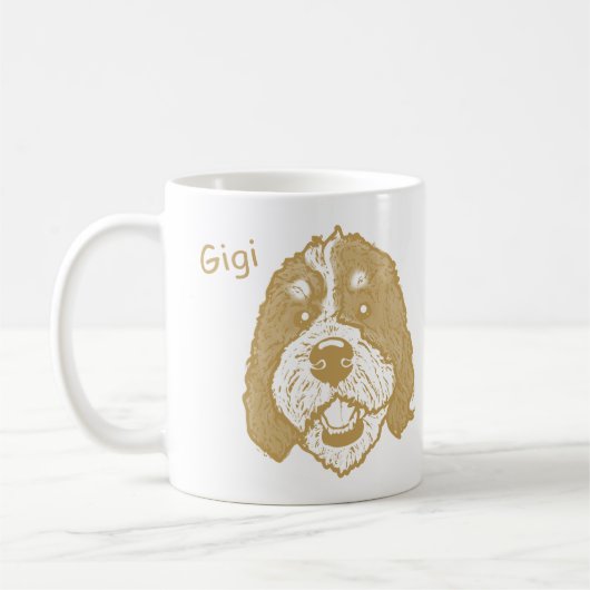 Bernedoodle Hund Personalisiert Zeichnend Hand Kaffeetasse (Links)
