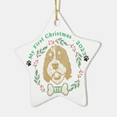 Bernedoodle Hund Personalisiert Zeichnend Hand Keramik Ornament (Links)