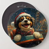 Bernedoodle-Hund-Rollercoaster-Weihnachten  Button (Vorne & Hinten)