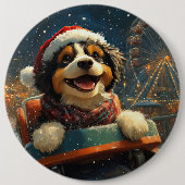 Bernedoodle-Hund-Rollercoaster-Weihnachten  Button (Vorderseite)