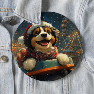 Bernedoodle-Hund-Rollercoaster-Weihnachten Button