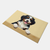 Bernedoodle-Hund-Türmatte-Kunst Fußmatte (Schrägansicht)