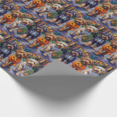 Bernedoodle Hunde Trick-or-Treating in Halloween C Geschenkpapier (Ecke)