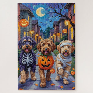 Bernedoodle Hunde Trick-or-Treating in Halloween C Puzzle