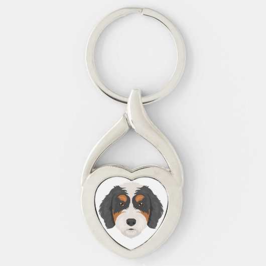 Bernedoodle-Hundemischung Schlüsselanhänger (Vorderseite)