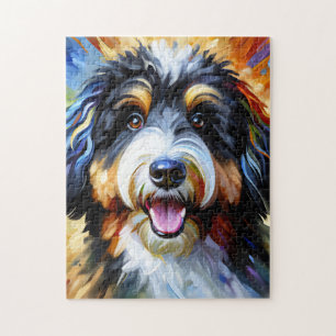 Bernedoodle-Hundeporträt Acryl-Kunst Druck Hund Puzzle