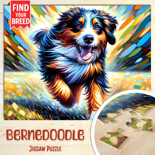 Bernedoodle-Hundeporträt Acryl-Kunst Druck Hund Puzzle
