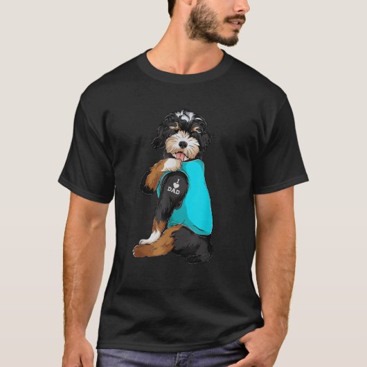 Bernedoodle I Liebe Vater Tattoo Apparel Dog Vater T-Shirt (Vorderseite)