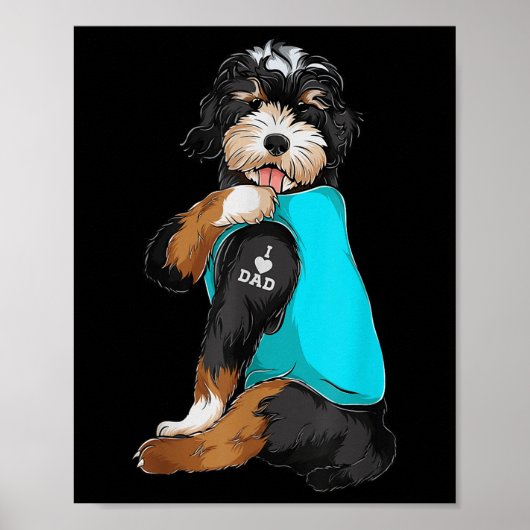 Bernedoodle I Liebe Vater Tattoo Apparel, Hund Vat Poster (Vorne)