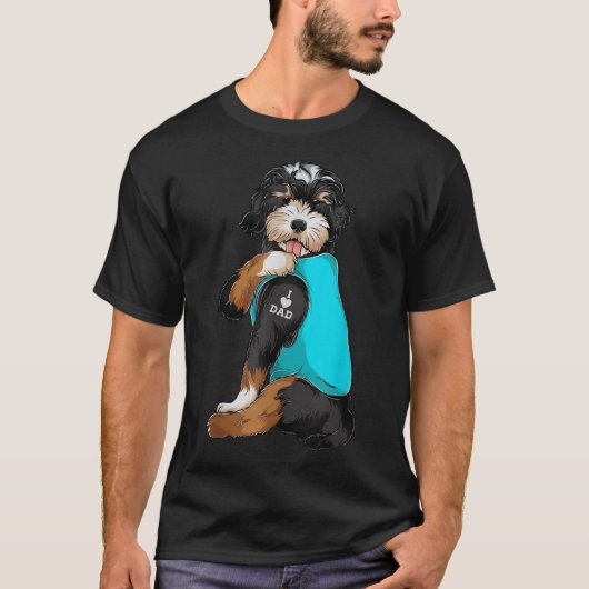 Bernedoodle I Liebe Vater Tattoo Apparel, Hund Vat T-Shirt (Vorderseite)