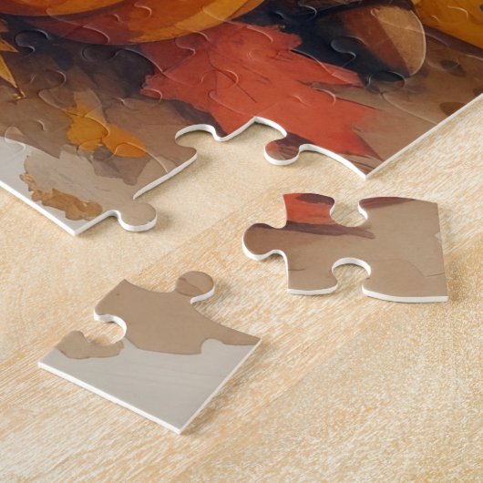 Bernedoodle im Herbst lässt Erntedank Art Puzzle (Seite)