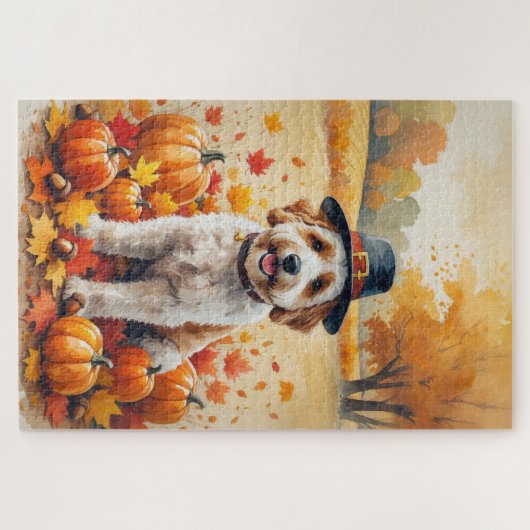 Bernedoodle im Herbst lässt Erntedank Art Puzzle (Horizontal)