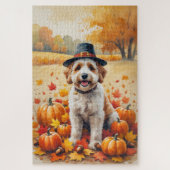 Bernedoodle im Herbst lässt Erntedank Art Puzzle (Vertikal)