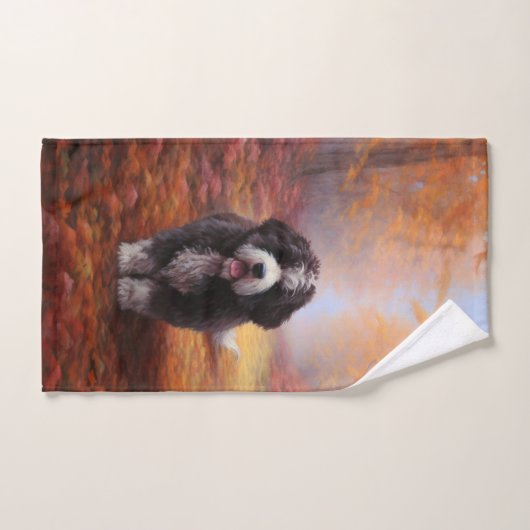Bernedoodle im Herbst Leaves Fall Inspiriert Badhandtuch Set (Handtuch)