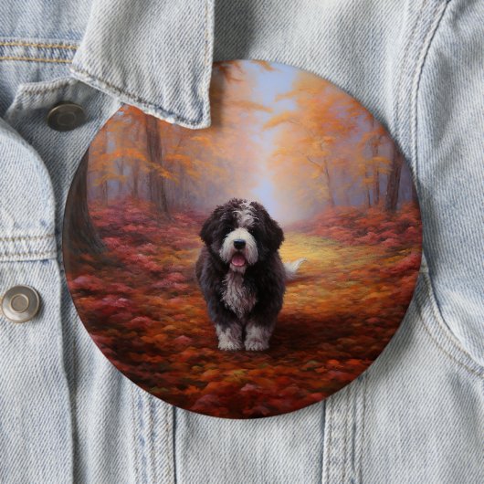 Bernedoodle im Herbst Leaves Fall Inspiriert Button (Beispiel)