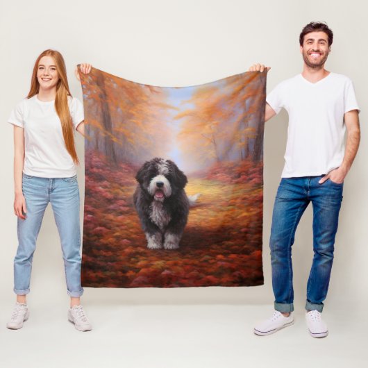 Bernedoodle im Herbst Leaves Fall Inspiriert Fleecedecke (Beispiel)