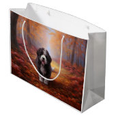 Bernedoodle im Herbst Leaves Fall Inspiriert Große Geschenktüte (Rückseite Schrägansicht)