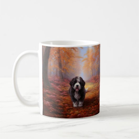 Bernedoodle im Herbst Leaves Fall Inspiriert Kaffeetasse (Links)