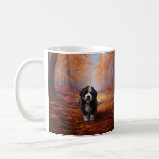 Bernedoodle im Herbst Leaves Fall Inspiriert Kaffeetasse (Links)