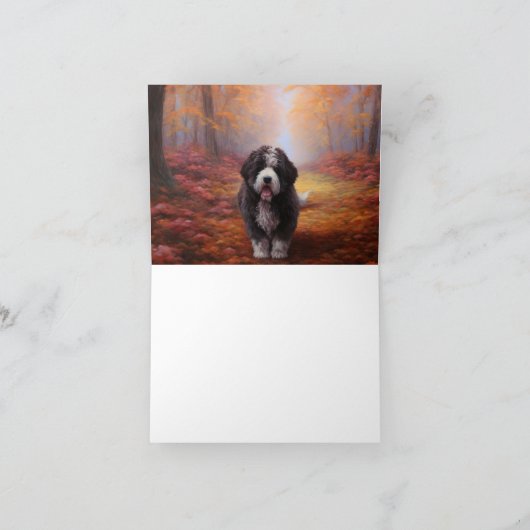 Bernedoodle im Herbst Leaves Fall Inspiriert Karte (Innenseite)