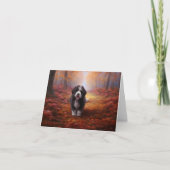Bernedoodle im Herbst Leaves Fall Inspiriert Karte (Vorderseite)